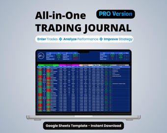 All in One Trading Journal Google Sheets | Forex, Crypto & Stocks Tracker | Futures Trade Log | Day trading dashboard | Digital Download