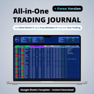 Trading Journal Google Sheets | Stocks, Crypto & Futures Trade Tracker + Forex Version | PnL Dashboard Template | Digital Download