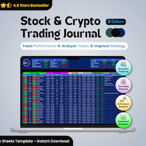 Stock Trading Journal Spreadsheet | Stock Trade Tracker & Trading Log | トレーディングジャーナル Google Sheets | Stock Performance Dashboard