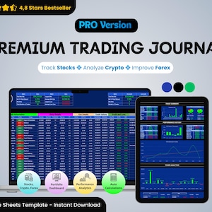 Trading Journal Google Sheets | Rastreador de Forex, Cripto y Acciones | Descarga Digital