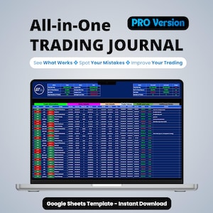 Trading Journal Google Sheets Vorlage | Trade Tracker und Trading Tagebuch für Forex, Krypto & Aktien | Dashboard und PnL Analyse