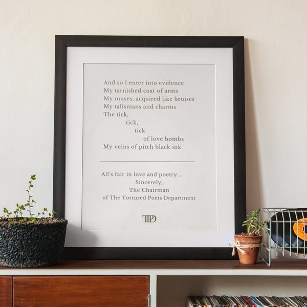 Taylor Swift The Tortured Poets Department Poem | All's Fair In Love and Poetry TS Album Cover | TPD TTPD  Digital Download Wall Decor