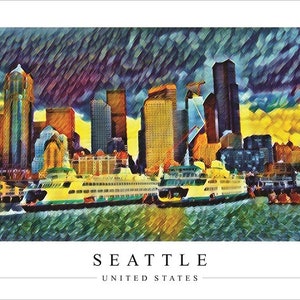 Skyline from the harbor, Seattle, Washington