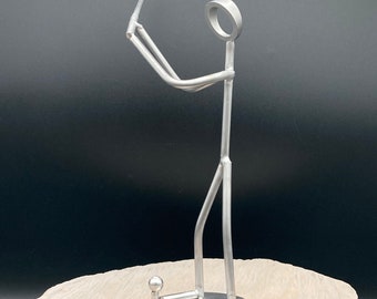 Skulptur Golfer Golfspieler Edelstahl "Abschlag"
