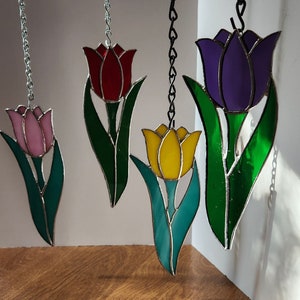 Tulip Stained Glass Flower Decoration