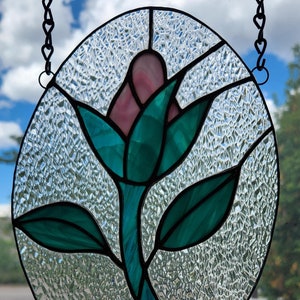 Rosebud Stained Glass Panel