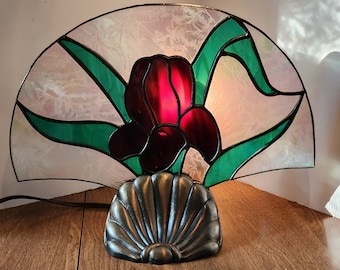 Iris Fan Lamp Stained Glass Decor
