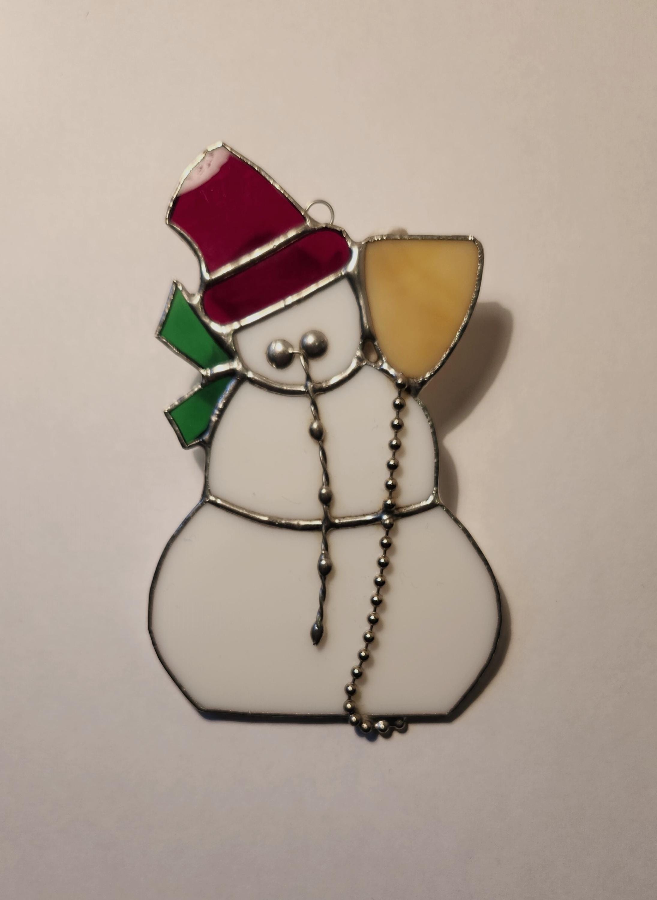 Snowman Stained Glass Decoration - Etsy