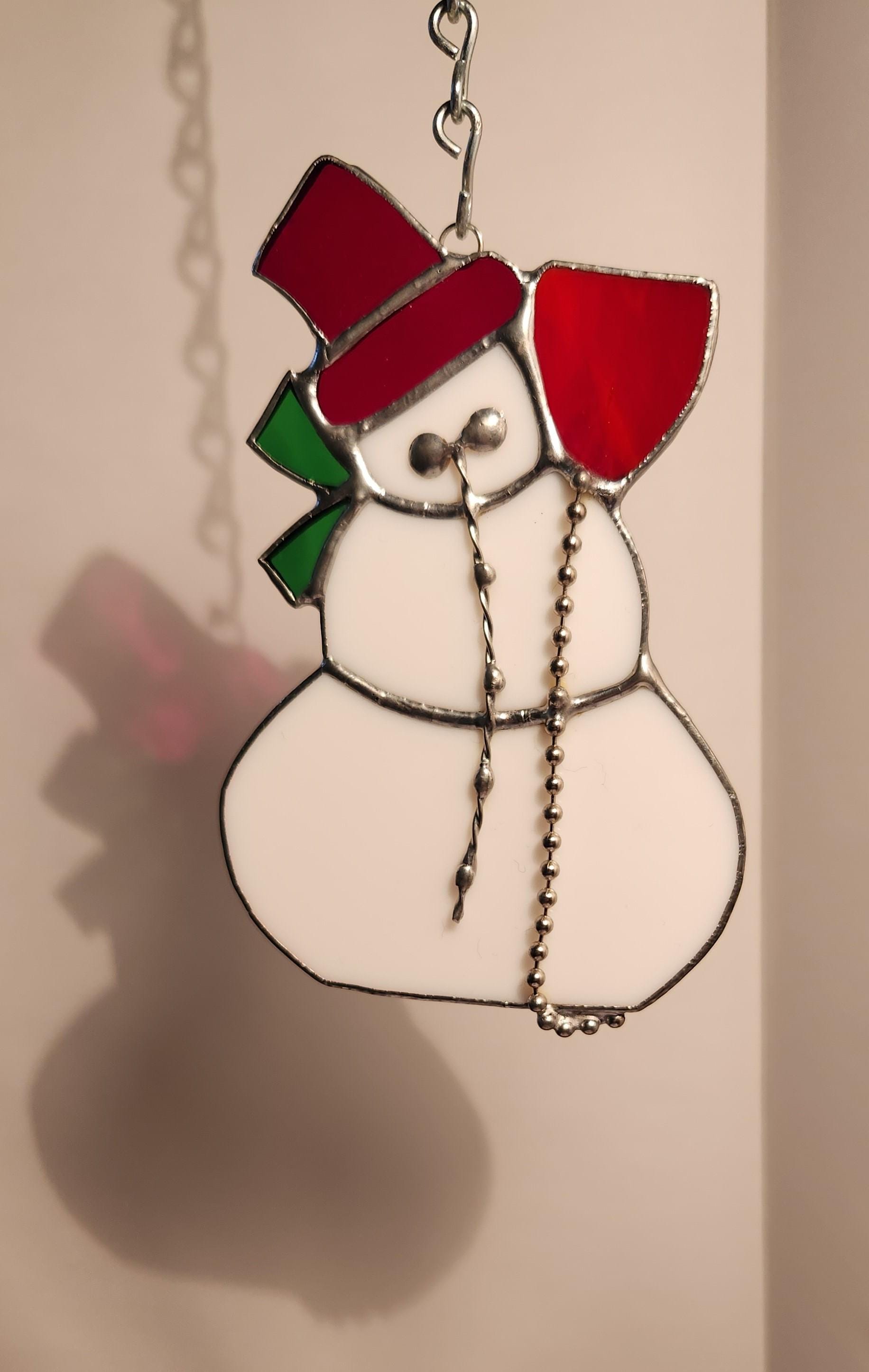 Snowman Stained Glass Decoration - Etsy
