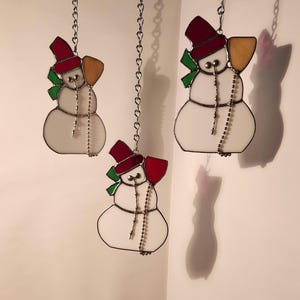 Snowman Stained Glass Decoration