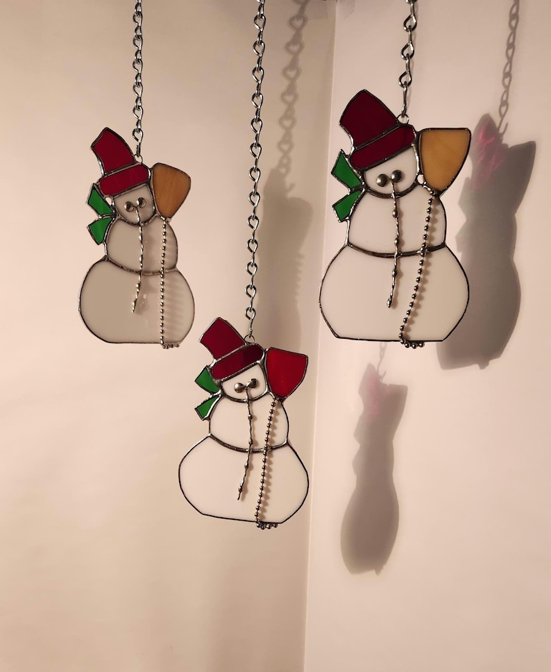 Snowman Stained Glass Decoration - Etsy