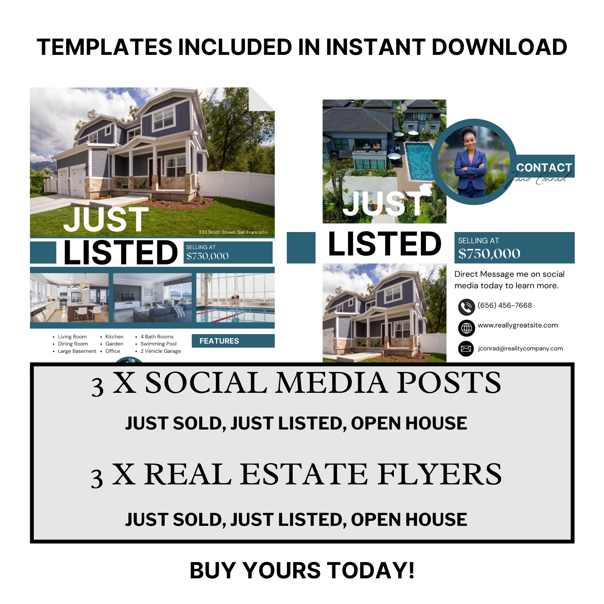 Real Estate Agent Branding Kit 6 Canva Templates Instant Download ...