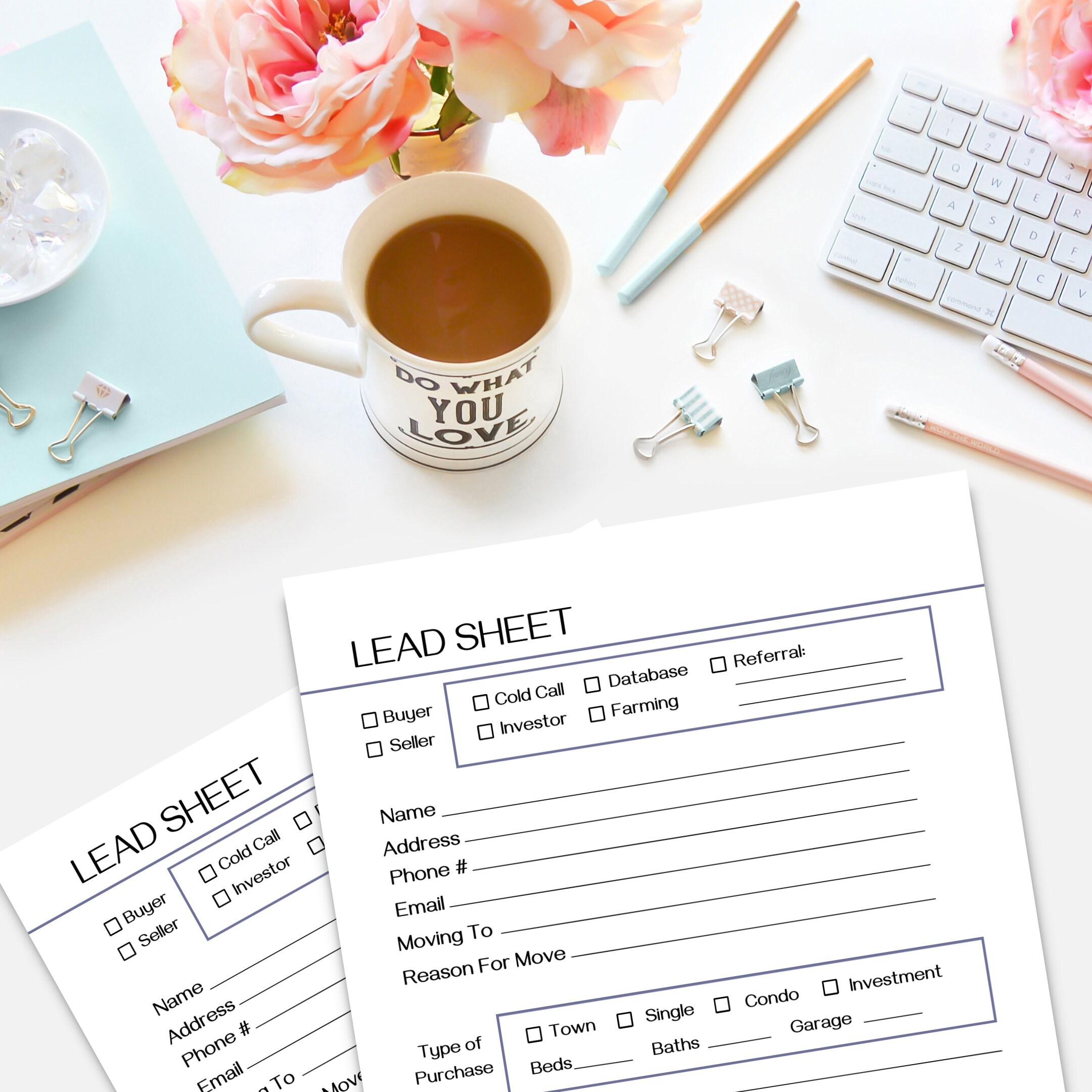 Real Estate Agent Lead Sheet | One-page Printable or Digital Lead Form ...