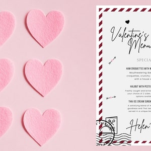 Szablon menu romantycznej kolacji | 1 strona | edycja druku cyfrowego | Kolacja, Restauracja, Menedżer, Media społecznościowe, Planista, Specjalne jedzenie