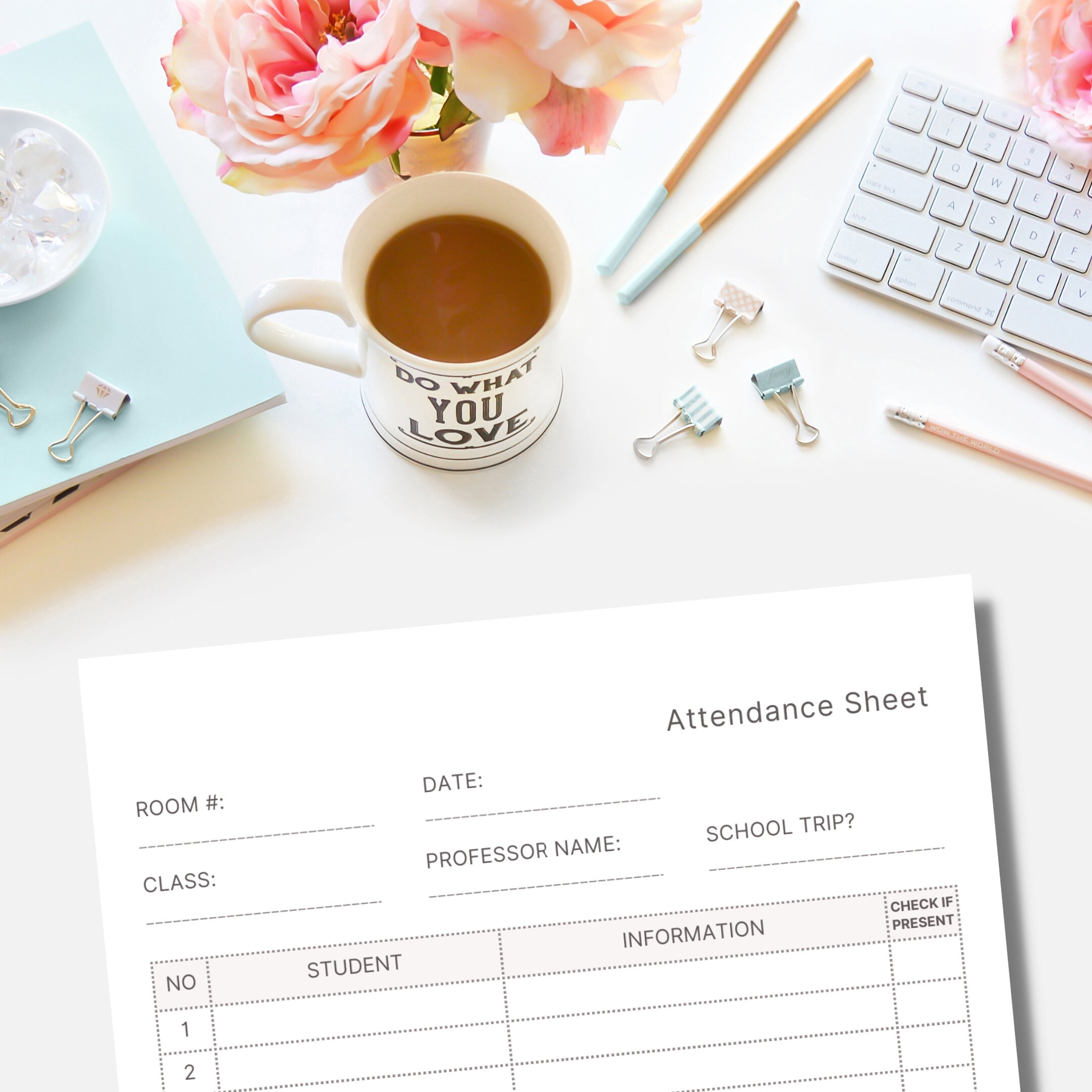 2024 New Attendance Sheet Printable Form for Teachers Daily Student ...