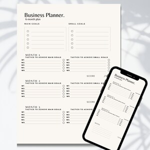 6 maanden Business Planner sjabloon afdrukbaar | Bundel van 3 pagina's | Inclusief grafiek voor het bijhouden van gegevens | Small Business-plan voor 2024 | Gemakkelijk te bewerken