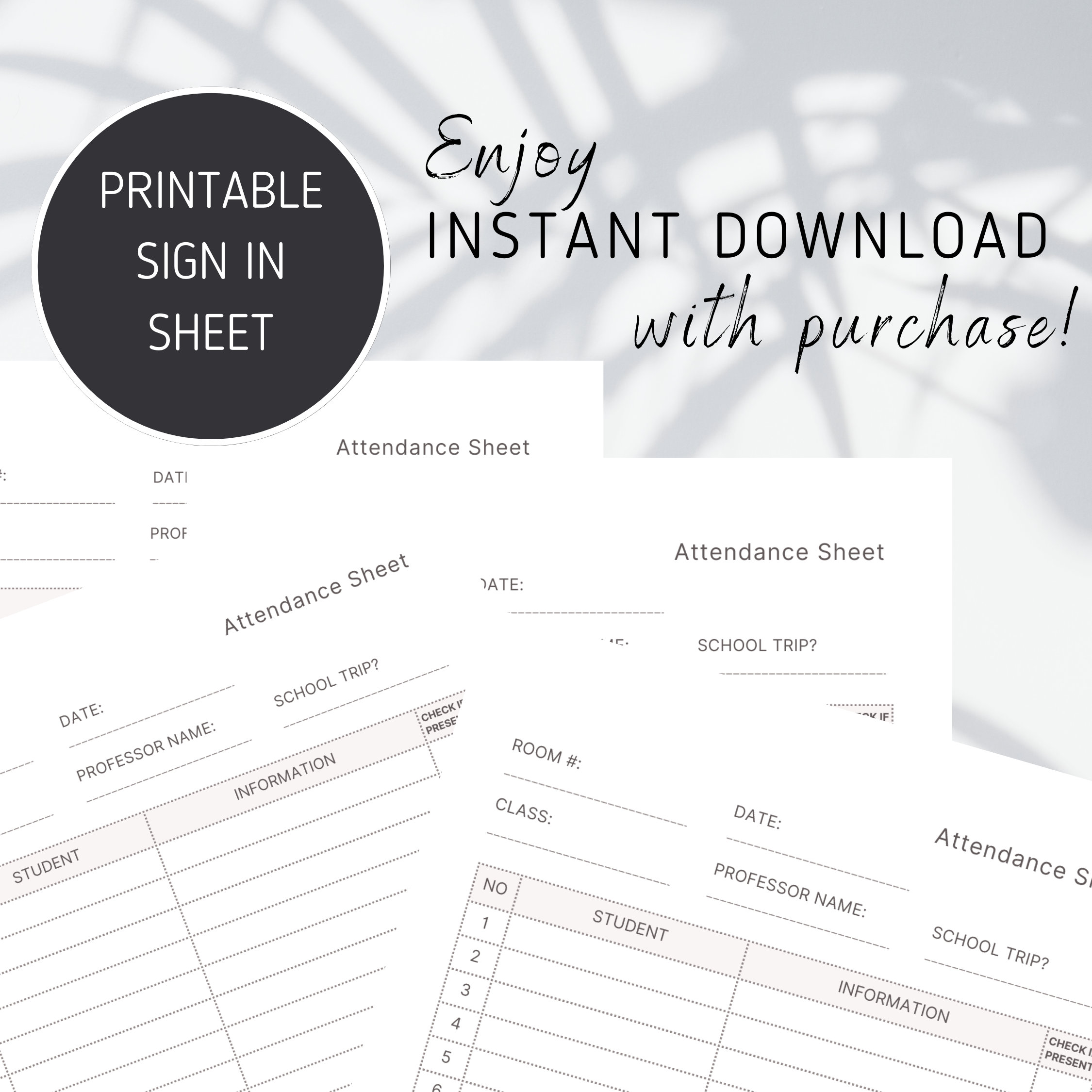 2024 New Attendance Sheet Printable Form for Teachers | Daily Student ...
