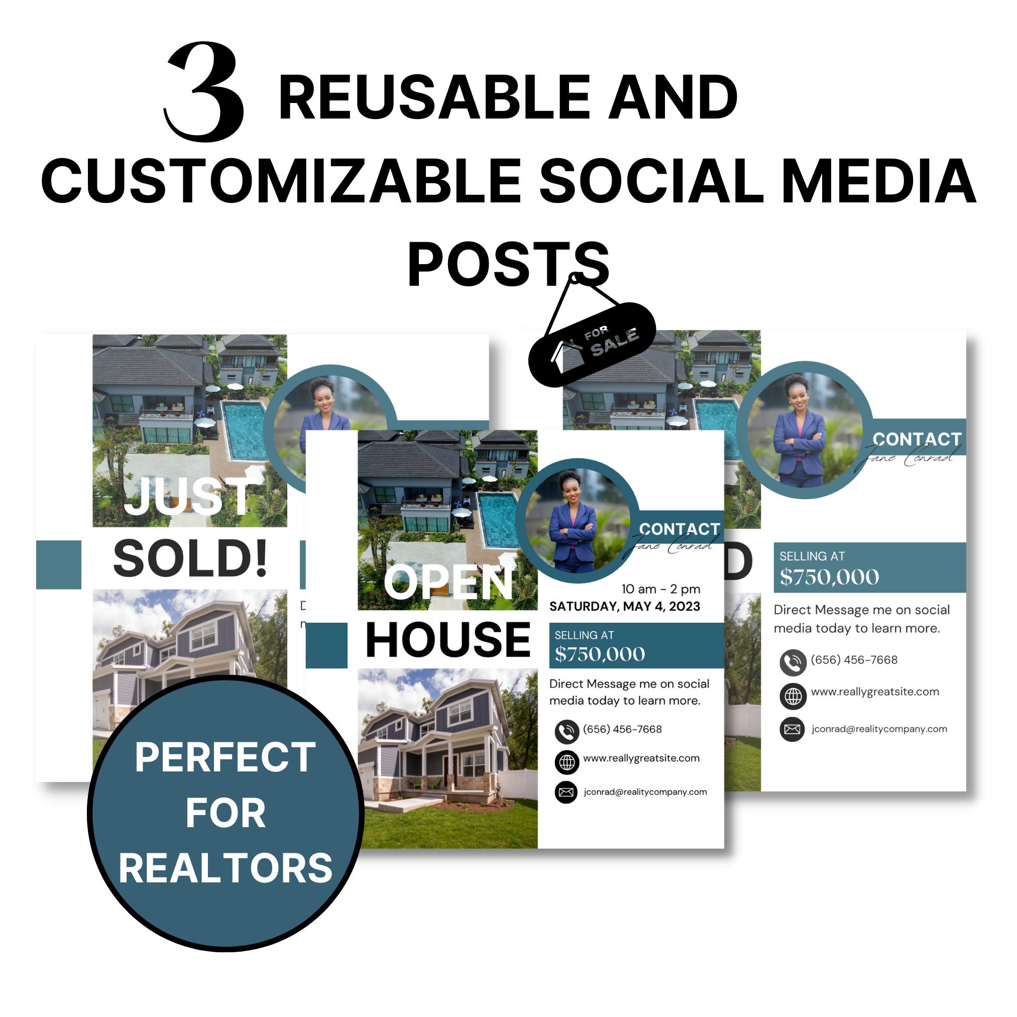 Real Estate Agent Branding Kit 6 Canva Templates Instant Download ...