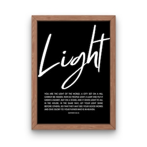 Light of the World, Matthew 5:14-16.  Scripture Wall Art, digital download