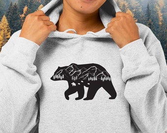 Mountain Bear Hoodie: Nature Camping Pullover