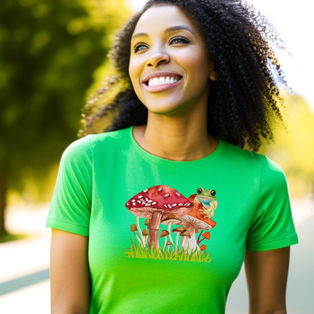 Cute Frog Tshirt Mushroom Shirt Cottage Core Frog Graphic Etsy