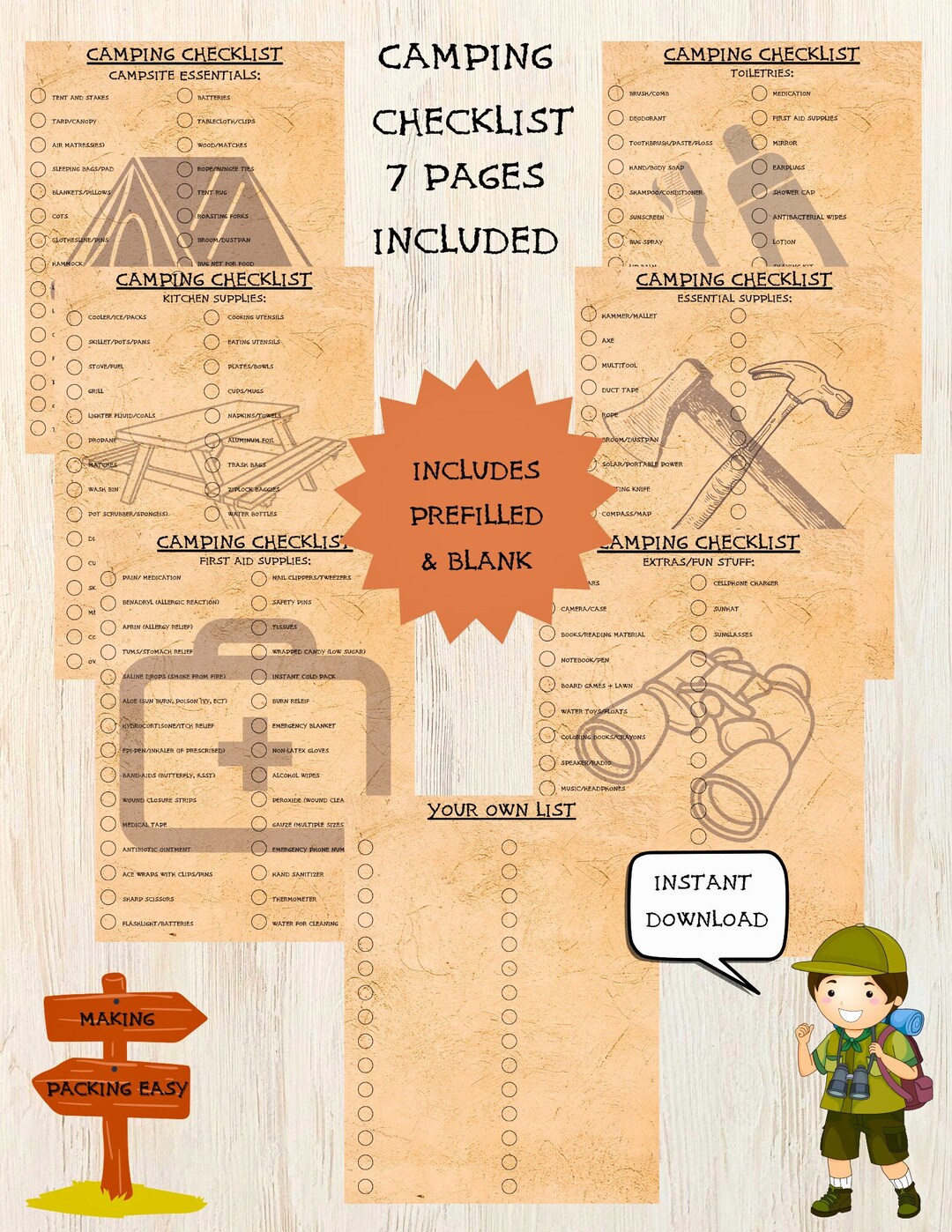 camping-list-digital-download-vacation-planner-checklist-camping-gear