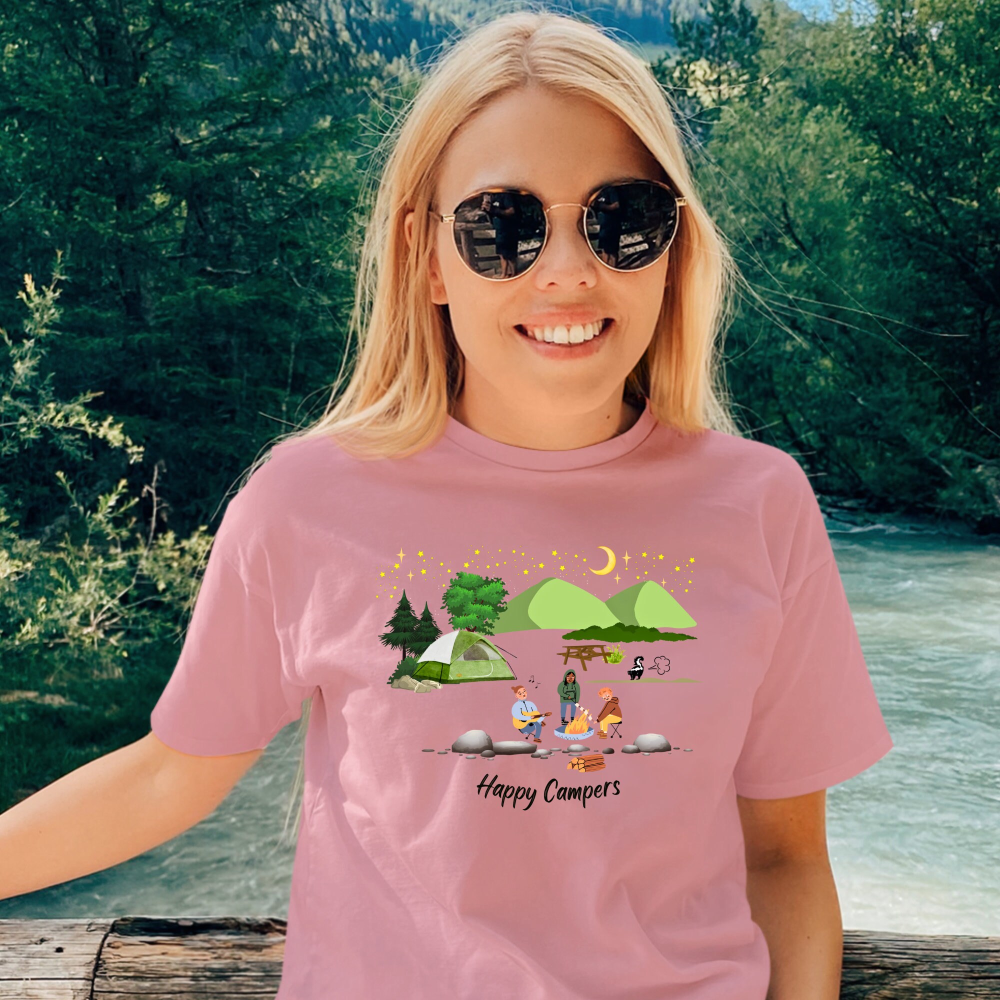 Happy Campers Tshirt Camping Tshirt Campfire Tee Vacation Etsy