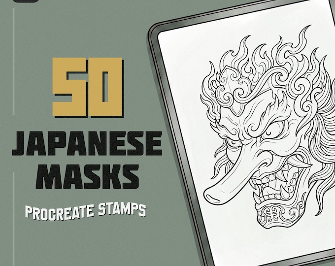 Japanese Masks Tattoo Procreate Stamps