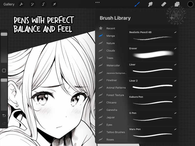Procreate Manga Brush Set 30 Manga Procreate Brushes Etsy