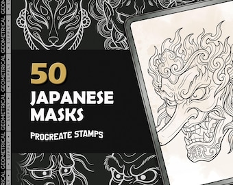 Japanese Masks Tattoo Procreate Stamps