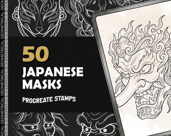 Japanese Masks Tattoo Procreate Stamps