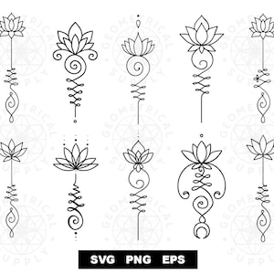 Unalome Lotus Flower Bundle SVG EPS PNG - Files For Cricut - Unalome -Budhha- Yoga Studio - Sacred Geometry - Crafting Cutting Files