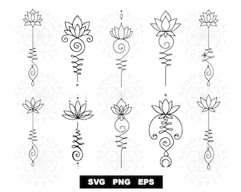 Unalome Lotus Flower Bundle SVG EPS PNG - Files For Cricut - Unalome -Budhha- Yoga Studio - Sacred Geometry - Crafting Cutting Files