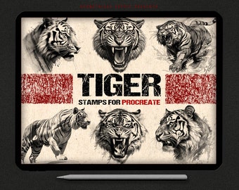 Tiger Tattoo Designs for Procreate - Reference Kit