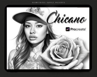 Procreate - 100 Chicano Designs - Chicano Tattoo Stempel - Digital Download - Chicano Brushset