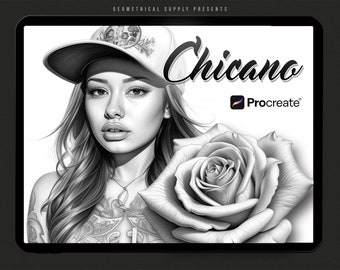 Procreate - 100 Chicano Designs - Chicano Tattoo Stamps - Digital Download- Chicano Brushset