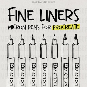 Procreate - Fine Liner Pinsel Set | Fineliner, Stippelpinsel, Micron-Stiftstifte, Farbstifte und Tuschestifte | Sofort Download