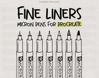 Procreate - Fine Liner Brush Set | Micron pen Fineliners, Stipple Brushes, inking and lineart | Instant Download