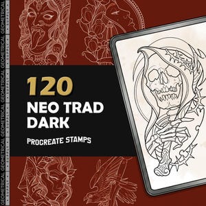 Procreate - Dark Tattoo Flash, Neo-Traditional Art Stamps