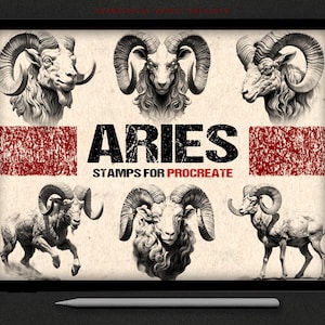Aries Tattoo Stamps: Ram Procreate Brushset (Digital Download)