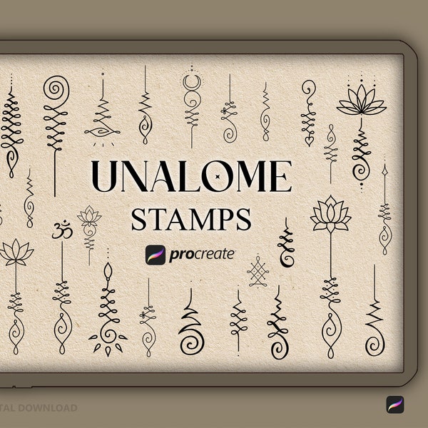 50 pinceaux Unalome Procreate, 50 pinceaux Unalome, tampons Unalome, dessins Unalome, pinceau Unalome, tatouage Unalome, pinceaux Procreate Stamp