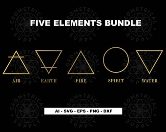 Five Element SVG - Five Elements clip art - svg, png, ai, eps, dxf - Crafting Cutting Element Files