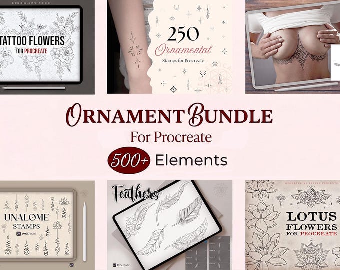 500+ decorative tattoo brushes for Procreate