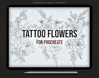 Neo Traditional Tattoo Flowers - Procreate