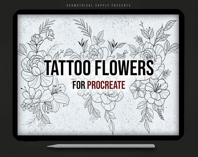 Neo Traditional Tattoo Flowers - Procreate