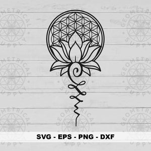 Unalome SVG, Lotusflower SVG, Flower of Life SVG, Unalome-symbol Yoga Namaste Meditation Vector Digital Cutting File