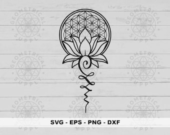 Unalome Lotus Flower of Life SVG: Yoga Meditation Vector (Digital Download)