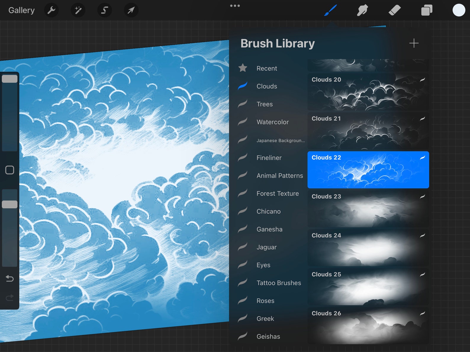 Procreate - Clouds Texture Brushes ~ 50 Seamless Cloud Brushset for ...