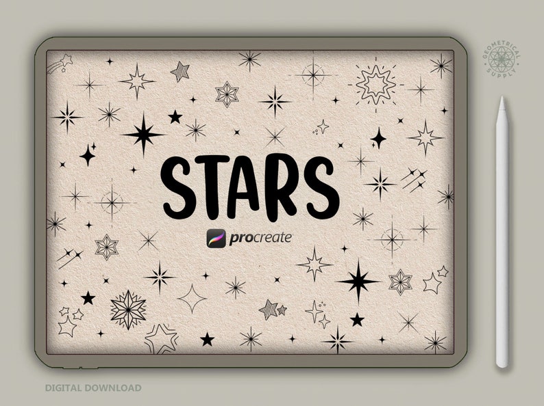 50 Star Procreate Brushes: Sparkle & Glitter Stamps (digital Download ...