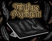 Feather Tattoo Designs: 40 Procreate Stamps (Digital Download)